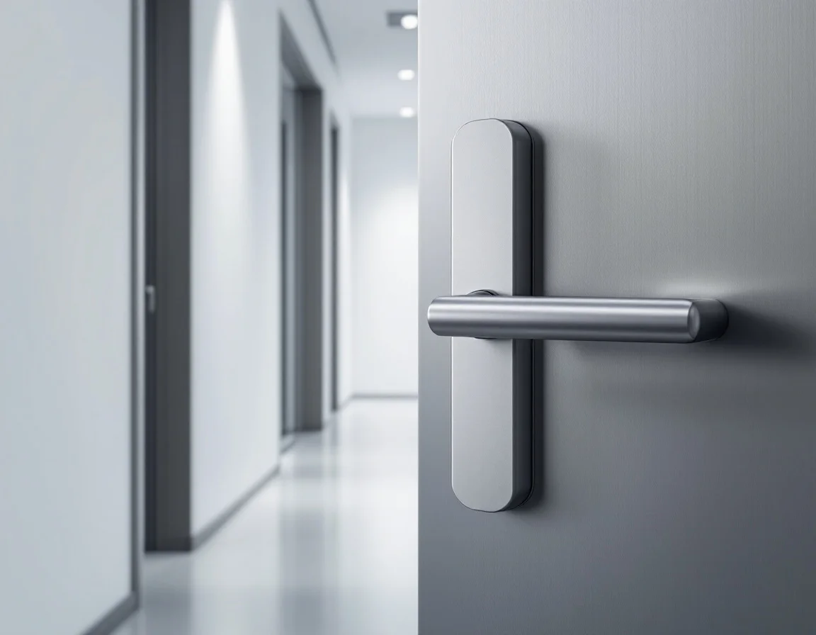 Push-bar panic exit device installed on a commercial emergency door
