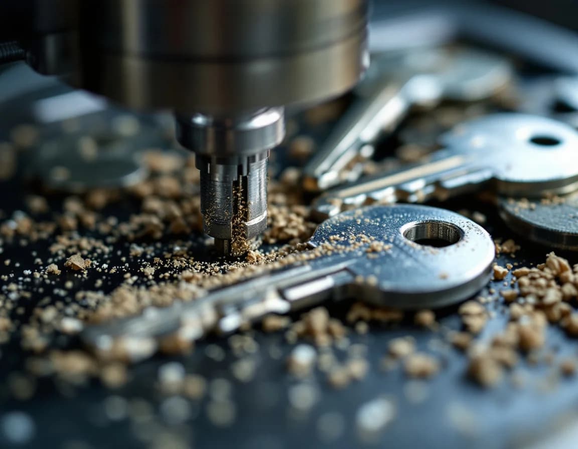 Keys being cut and duplicated on a mobile key machine